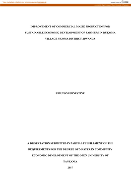 Improvement of Commercial Maize Production For