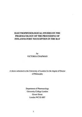 Electrophysiological Studies on the Pharmacology of the Processing of Inflammatory Nociception in the Rat