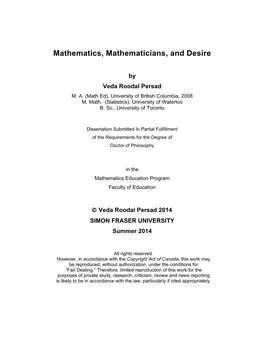 Mathematics, Mathematicians, and Desire