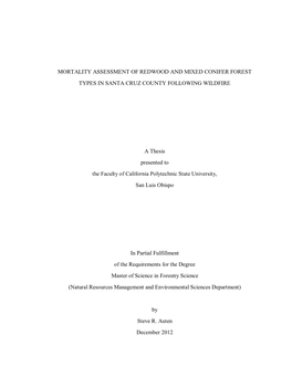 Mortality Assessment of Redwood and Mixed Conifer Forest Types in Santa Cruz County Following Wildfire