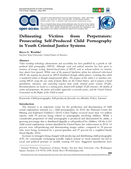 Prosecuting Self-Produced Child Pornography in Youth Criminal Justice Systems