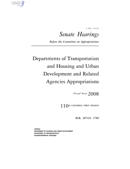 Senate Hearings Before the Committee on Appropriations