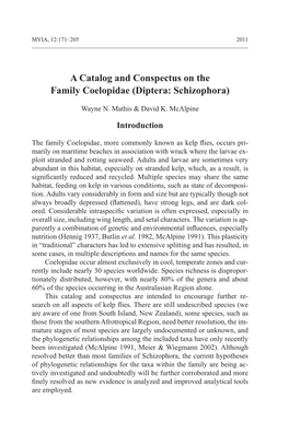 A Catalog and Conspectus on the Family Coelopidae 2011171