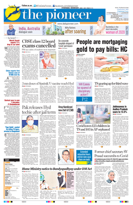 HYDERABAD, WEDNESDAY, JUNE 2, 2021; PAGES 12 `3 RNI No