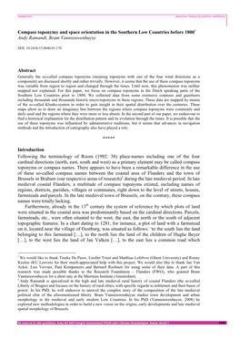 Compass Toponymy and Space Orientation in the Southern Low Countries Before 18001 Andy Ramandt, Bram Vannieuwenhuyze