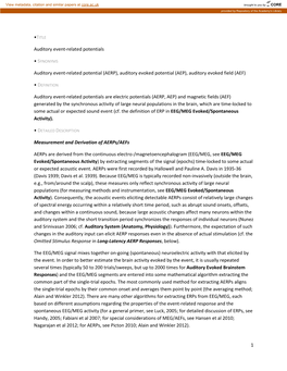 AERP), Auditory Evoked Potential (AEP), Auditory Evoked Field (AEF