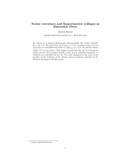 Scalar Curvature and Isoperimetric Collapse in Dimension Three