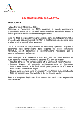 I Cv Dei Candidati Di Buonatletica Rosa Marchi