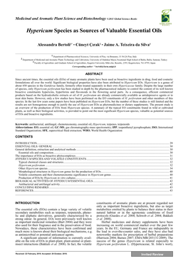 Hypericum Species As Sources of Valuable Essential Oils