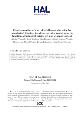 Copigmentation of Malvidin-3-O-Monoglucoside By