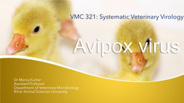 VMC 321: Systematic Veterinary Virology Avipox Virus