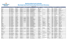 Newfoundland and Labrador Municipal and Inuit Community Government Directory