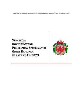 Strategia Rozwiązywania Problemów Społecznych Gminy Barlinek Na Lata 2019-2023