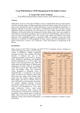 Crop Wild Relatives: PGR Management in the Indian Context