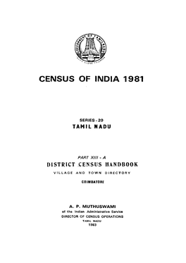 District Census Handbook, Coimbatore, Part XII-A, Series-20