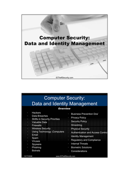 Computer Security: Data and Identity Management