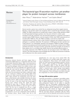 The Bacterial Type VI Secretion Machine: Yet Another Player for Protein Transport Across Membranes