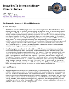 The Hernandez Brothers: a Selected Bibliography