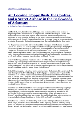 Air Cocaine: Poppy Bush, the Contras and a Secret Airbase in the Backwoods of Arkansas by Jeffrey St