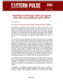 Elections in Russia: What Prospects Does the New Political Cycle Offer?