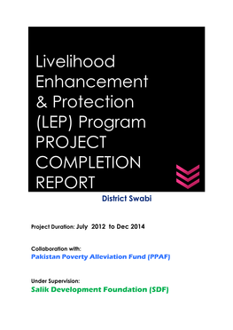 Program PROJECT COMPLETION REPORT District Swabi