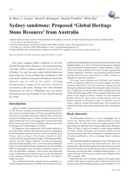 Sydney Sandstone: Proposed ‘Global Heritage Stone Resource’ from Australia