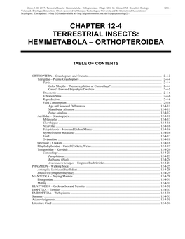 Terrestrial Insects: Hemimetabola – Orthopteroidea