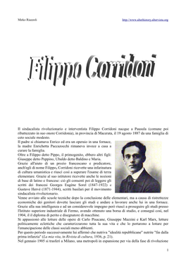 Il Sindacalista Rivoluzionario E Interventista Filippo Corridoni