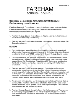 Boundary Commission for England 2023 Review of Parliamentary Constituencies