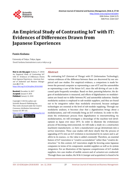 An Empirical Study of Contrasting Iot with IT: Evidences of Differences Drawn from Japanese Experiences