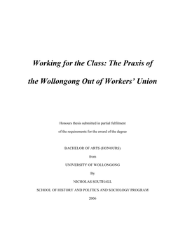 Working for the Class: the Praxis of the Wollongong out of Workers’ Union