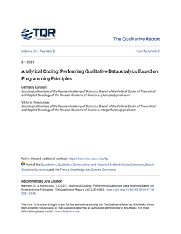 Analytical Coding: Performing Qualitative Data Analysis Based on Programming Principles