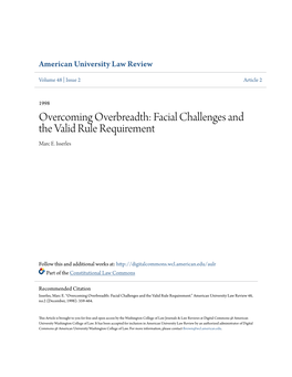 Overcoming Overbreadth: Facial Challenges and the Valid Rule Requirement Marc E