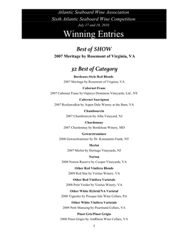 Winning Entries