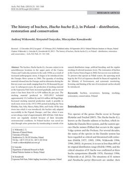 The History of Huchen, Hucho Hucho (L.), in Poland – Distribution, Restoration and Conservation