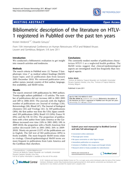 Bibliometric Description of the Literature on HTLV- 1 Registered In