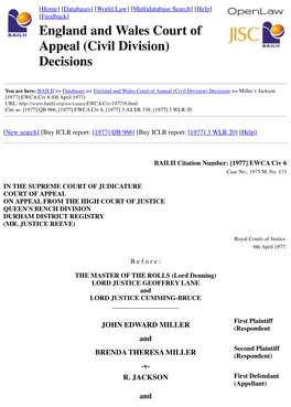 England and Wales Court of Appeal (Civil Division) Decisions