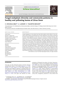 Fungal Endophyte Diversity and Community Patterns in Healthy and Yellowing Leaves of Citrus Limon