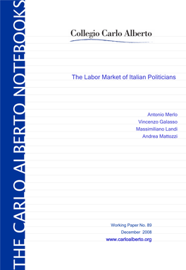 The Labor Market of Italian Politicians