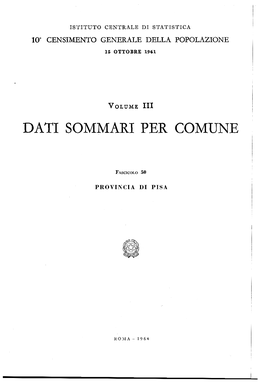 Dati Sommari Per Comune