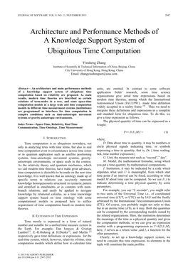 Architecture and Performance Methods of a Knowledge Support System of Ubiquitous Time Computation