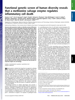 Functional Genetic Screen of Human Diversity Reveals That a Methionine