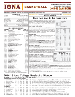 2014-15 Game Notes