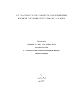 Why Treaties Matter: the Economic and Cultural Effects of Nineteenth Century Treaties in China, Japan, and Korea