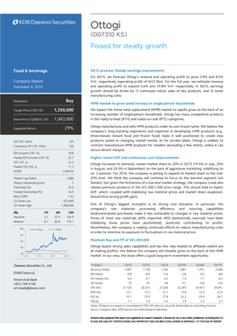 Ottogi (007310 KS) Poised for Steady Growth