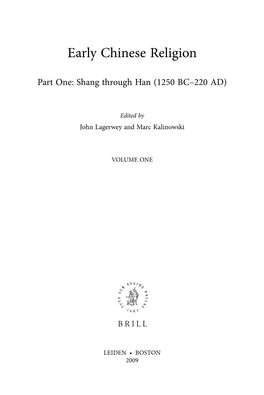 Hdo Early Chinese Religion: Shang Through Han (1250 BC-220