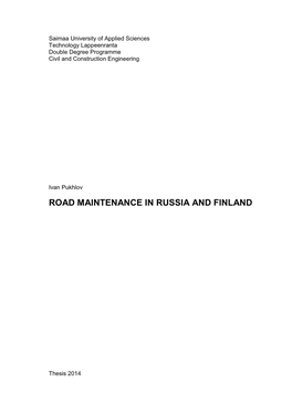 Road Maintenance in Russia and Finland