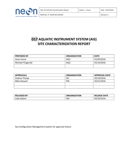 Site Characterization Report Author: J