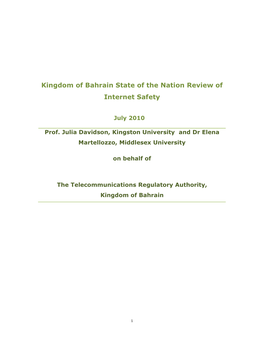 Kingdom of Bahrain State of the Nation Review of Internet Safety