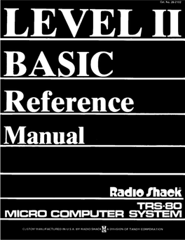 Level II BASIC Reference Manual (1979)(Radio Shack).Pdf